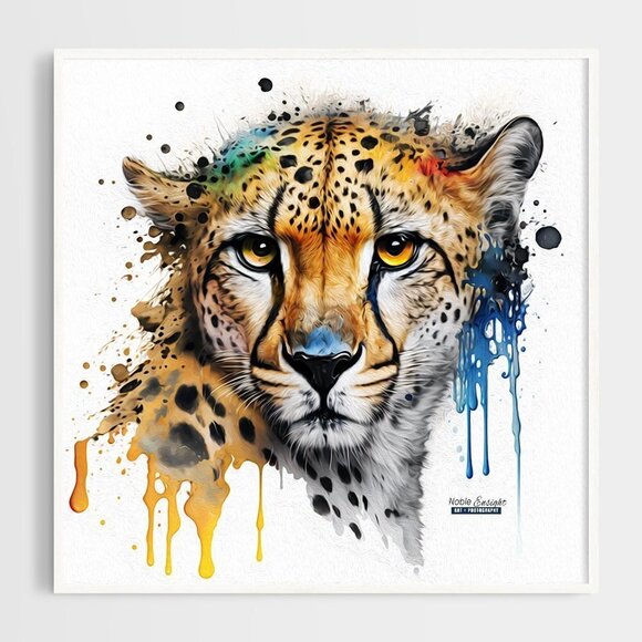 noblecaptures Other - 8x8 Cheetah Watercolor Oil Painting Wall Art‎ Print